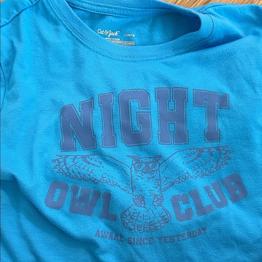 Cat & Jack Blue Owl Graphic Tee - Night Owl Club Design